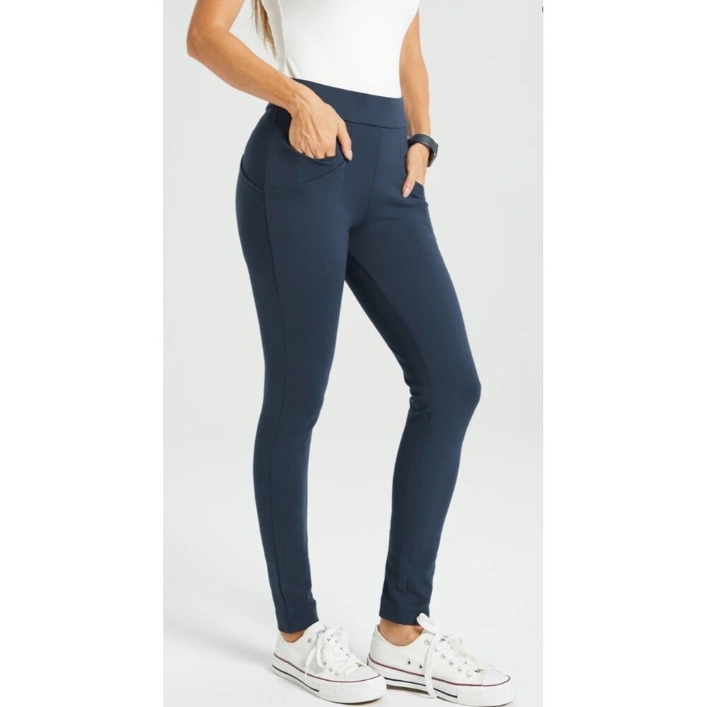 Betabrand Womens SZ XS Classic Skinny Leg Dress Pant Yoga Blue Pull On Stretch